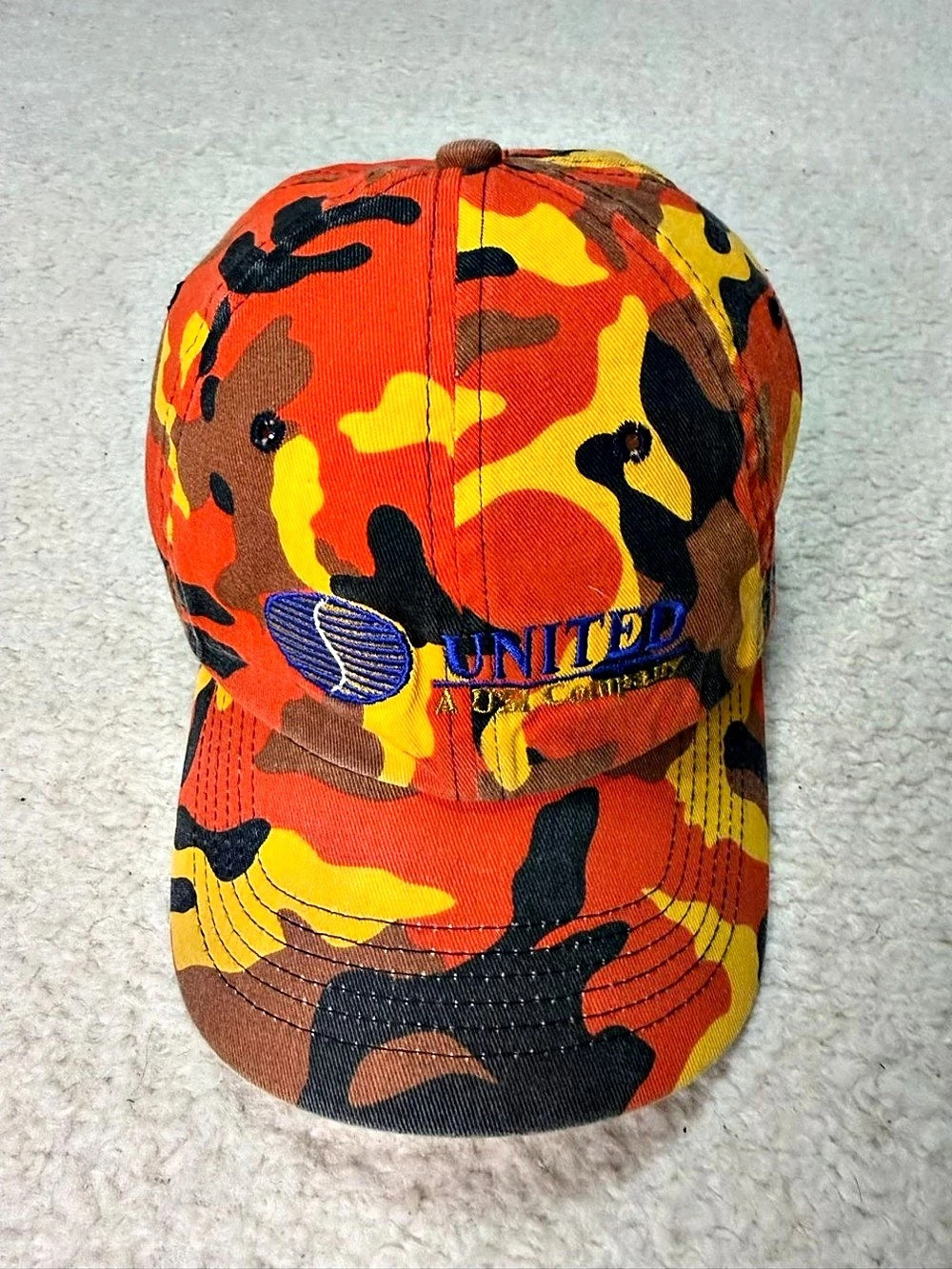UAW United Auto Workers Camo Hat Orange Yellow Brown Embroidered Snapback